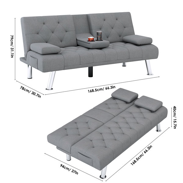 Latitude Run® Quinillo 66.3'' Linen Armless Sofa Bed & Reviews Wayfair